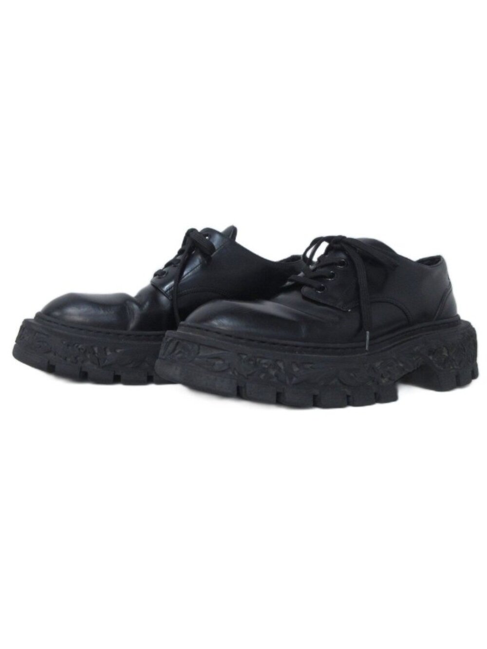 Louis Vuitton LV Baroque Line Derby Platform Leather Shoes Monogram Lace-up 6.5